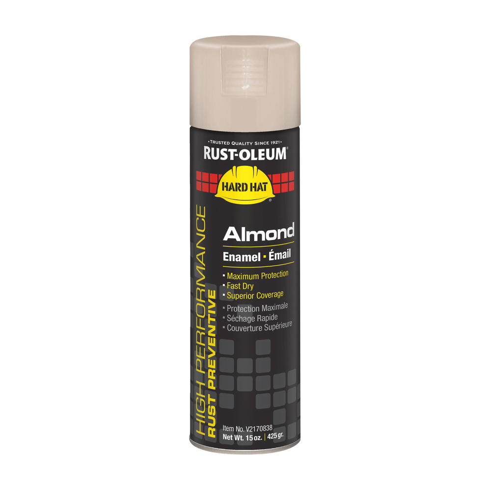Rust-Oleum Hard Hat High Performance V2100 System Rust Preventive Enamel Spray Paint, 15 Oz, Gloss Almond, Case Of 6 Cans MPN:V2170838
