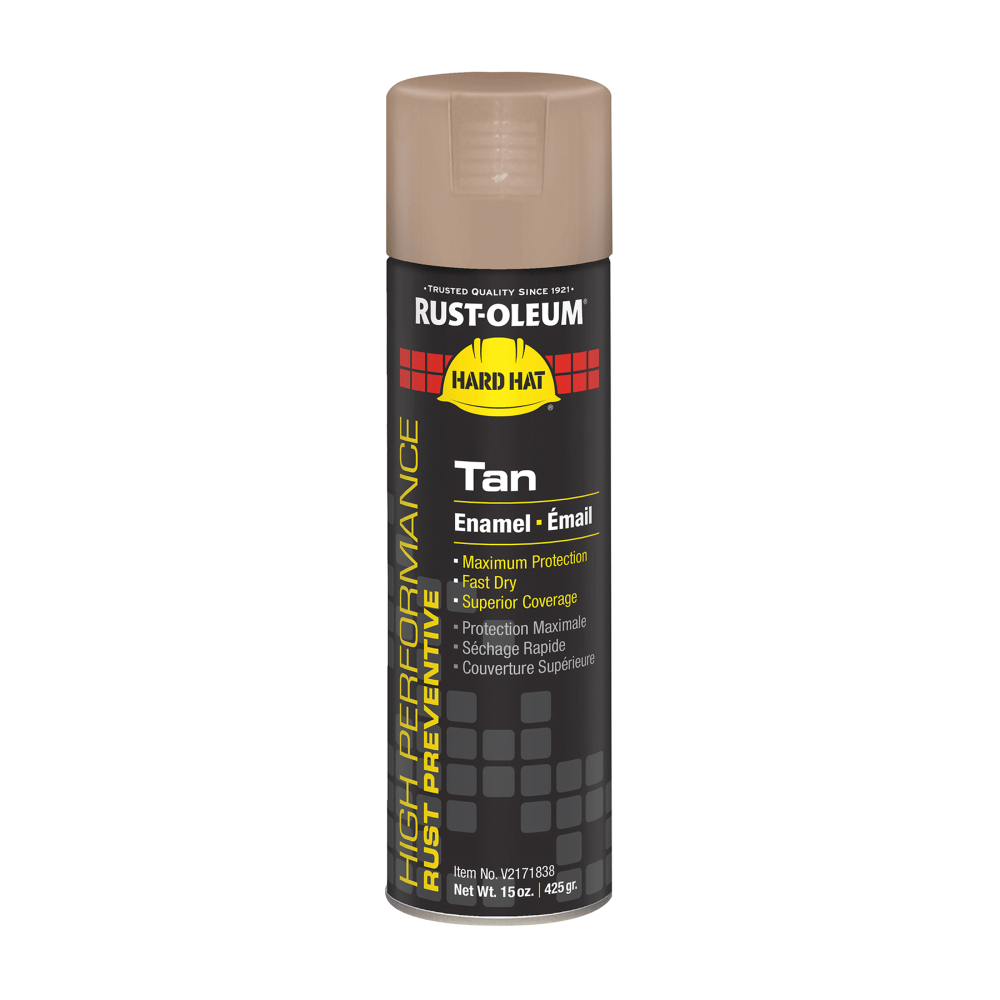 Rust-Oleum Hard Hat High Performance V2100 System Rust Preventive Enamel Spray Paint, 15 Oz, Gloss Tan, Case Of 6 Cans MPN:V2171838