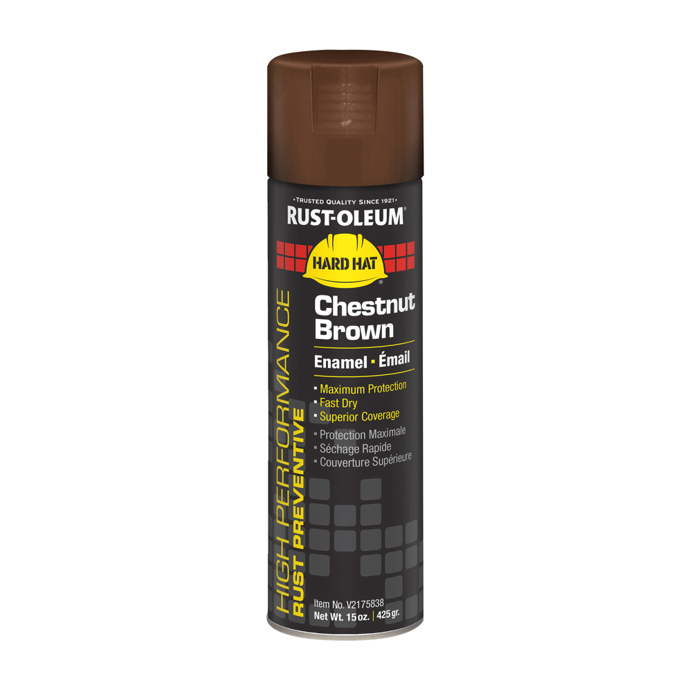Rust-Oleum Hard Hat High Performance V2100 System Rust Preventive Enamel Spray Paint, 15 Oz, Gloss Chestnut Brown, Case Of 6 Cans MPN:V2175838