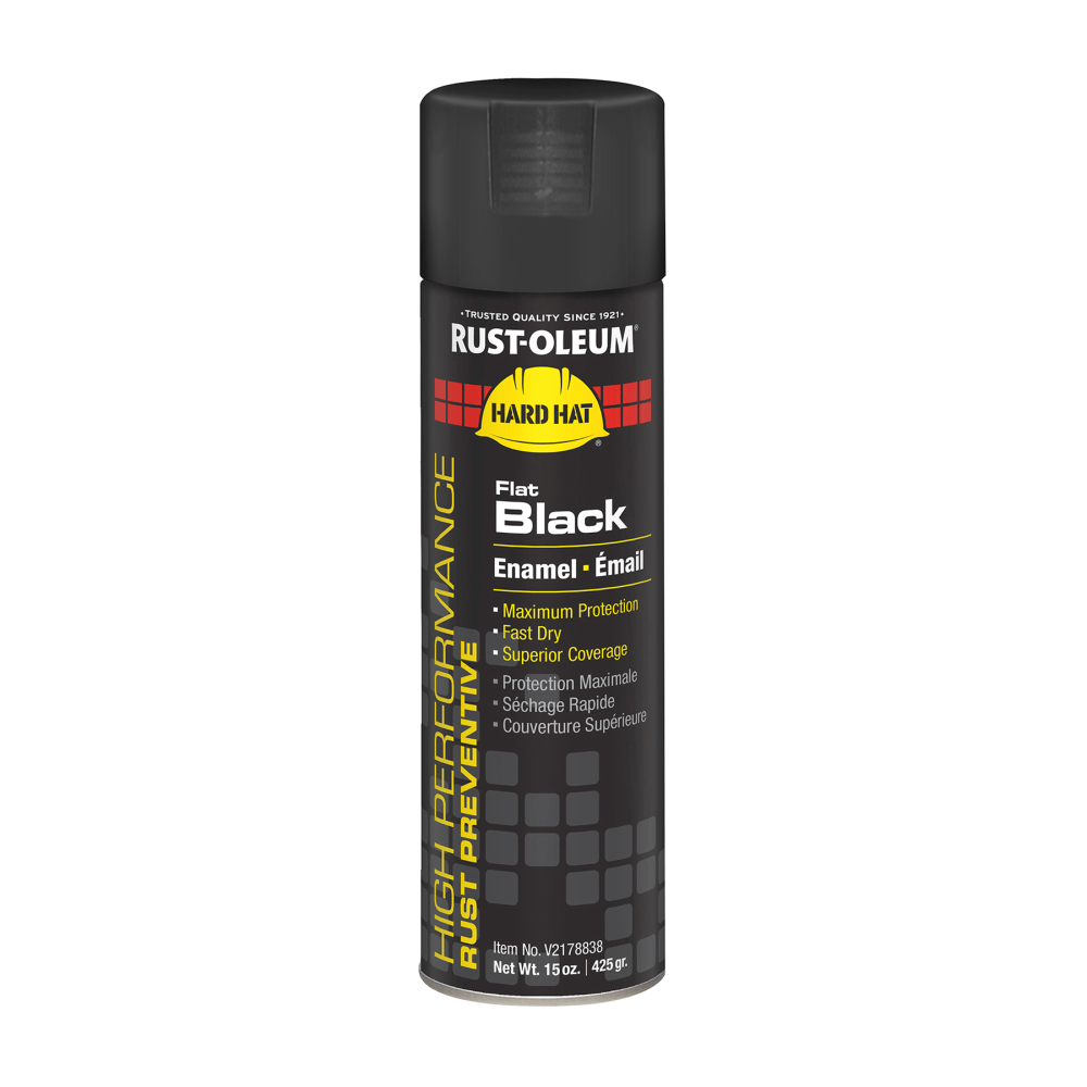 Rust-Oleum Hard Hat High Performance V2100 System Rust Preventive Enamel Spray Paint, 15 Oz, Flat Black, Case Of 6 Cans MPN:V2178838