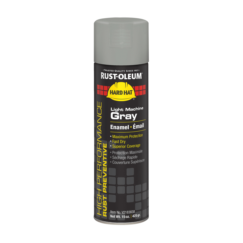 Rust-Oleum Hard Hat High Performance V2100 System Rust Preventive Enamel Spray Paint, 15 Oz, Gloss Light Machine Gray, Case Of 6 Cans MPN:V2183838