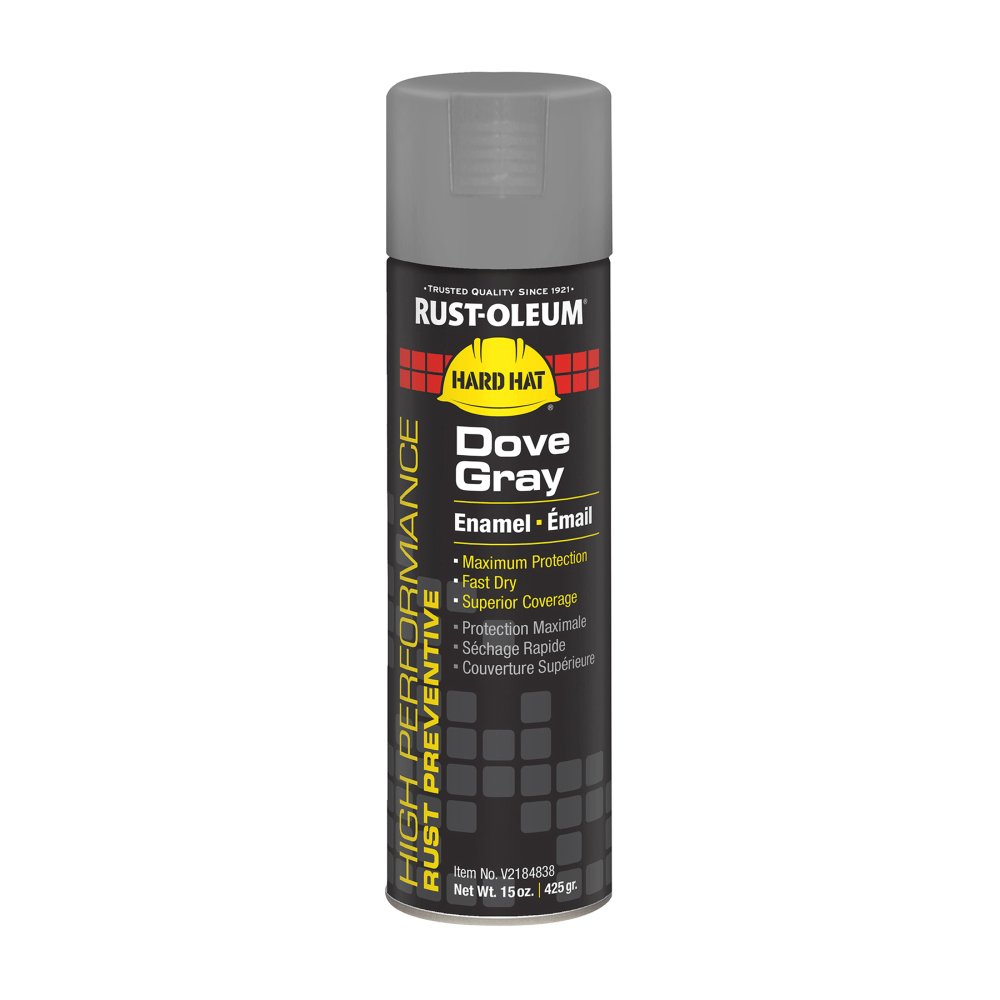 Rust-Oleum Hard Hat High Performance V2100 System Rust Preventive Enamel Spray Paint, 15 Oz, Gloss Dove Gray, Case Of 6 Cans MPN:V2184838