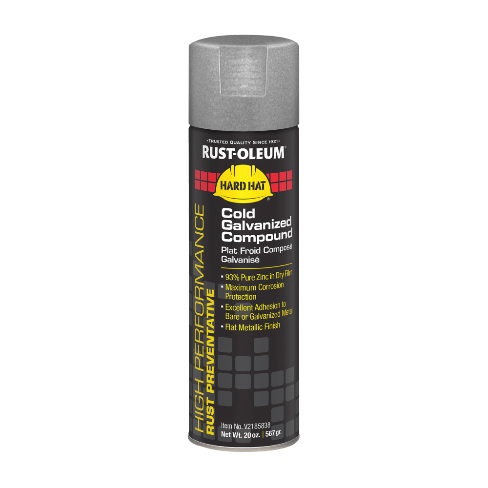 Rust-Oleum Hard Hat High Performance V2100 System Rust Preventive Cold Galvanizing Compound, 20 Oz, Gray, Case Of 6 Cans MPN:V2185838