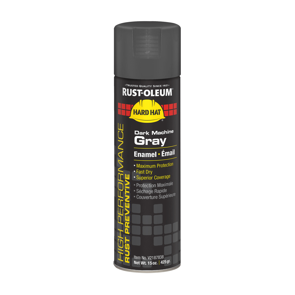 Rust-Oleum Hard Hat High Performance V2100 System Rust Preventive Enamel Spray Paint, 15 Oz, Gloss Dark Machine Gray, Case Of 6 Cans MPN:V2187838