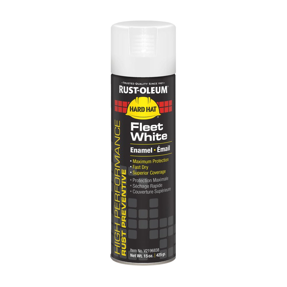 Rust-Oleum Hard Hat High Performance V2100 System Rust Preventive Enamel Spray Paint, 15 Oz, Gloss Fleet White, Case Of 6 Cans MPN:V2196838