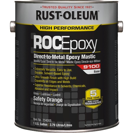Paint Base, Safety Orange, Gloss, 1 gal, 125 to 225 sq ft/gal, 9100 Series MPN:204005