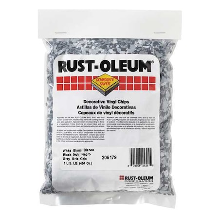 Floor Chip, Black/White/Gray, Vinyl, 1lb. MPN:205179