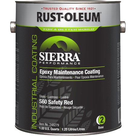 Epoxy Paint Base, Safety Red, Gloss, 1 gal, 230 to 340 sq ft/gal, S60 Series MPN:248279