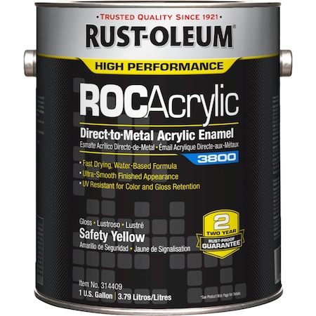 Acrylic Enamel Coating, SafetyYellow, 1gal MPN:314409