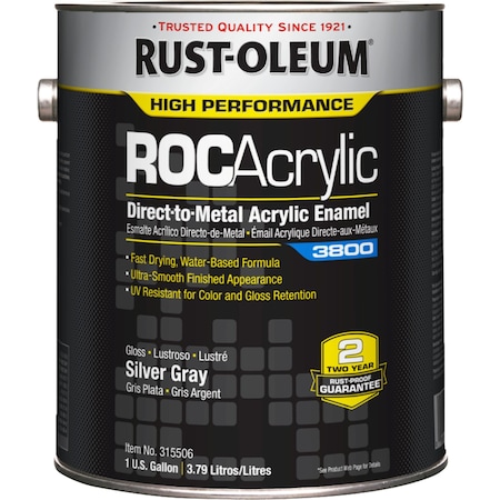 Acrylic Enamel Coating, Silver Gray, 1gal MPN:315506