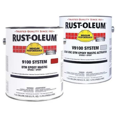 Epoxy Activator and Finish Kit, Safety Red, Gloss, (2) 1 gal, 125 sq ft/gal, 9100 Series MPN:59YE64