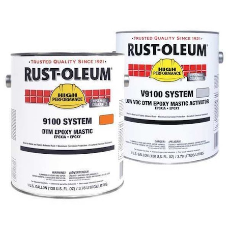 Epoxy Activator and Finish Kit, Safety Orange, Gloss, (2) 1 gal, 125 sq ft/gal, 9100 Series MPN:59YE65