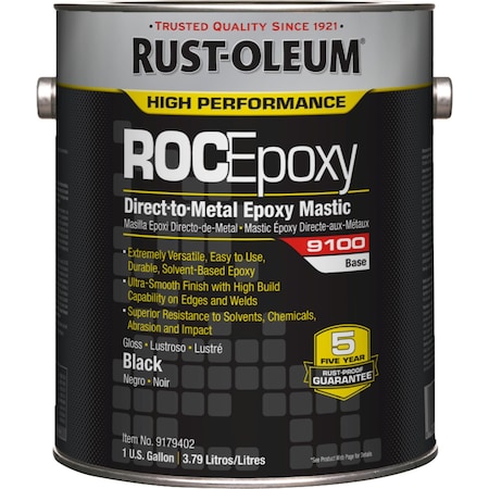 Epoxy Mastic Coating Base, Black, Semi-Gloss, 1 gal, 130 to 220 sq ft/gal, 9100 Series MPN:9179402