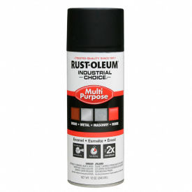 Rust-Oleum Industrial 1600 System Gen Purpose Enamel Aerosol Ultra-Flat Black 12 oz. - 1676830 1676830V - Pkg Qty 6