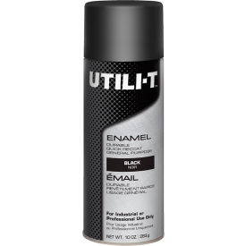 Rust-Oleum Utili-T General Purpose Enamel Spray Paint 10 oz. Aerosol Can Gloss Black Pack of 6 387390 - Pkg Qty 6