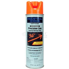 Rust-Oleum M1800 Water-Based Precision-Line Inverted Marking Paint Aerosol Fluor. Orange 203036 - Pkg Qty 12