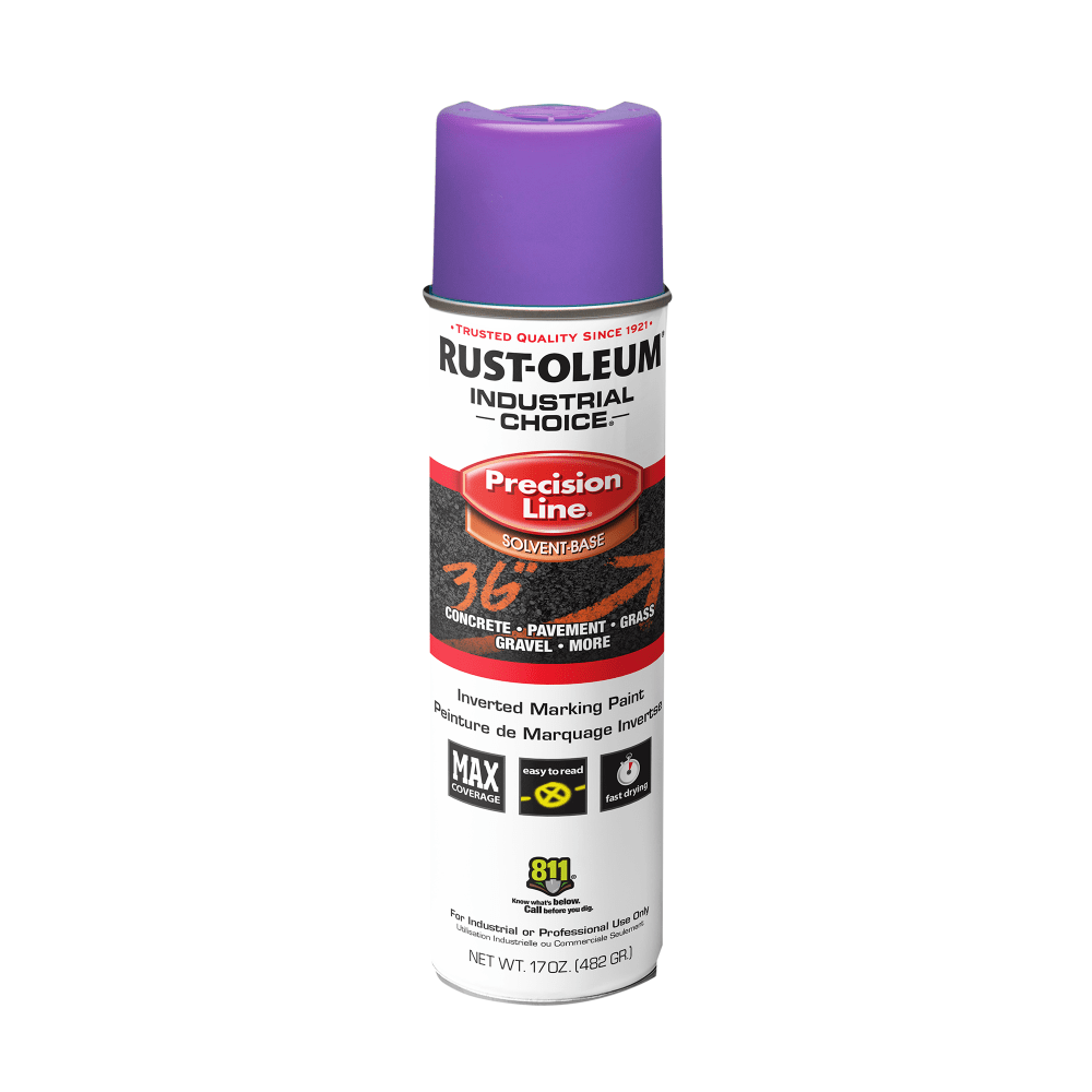 Rust-Oleum Industrial Choice M1600 System Solvent-Based Precision Line Inverted Marking Paint, 17 Oz, Fluorescent Purple, Case Of 12 Cans MPN:1669838V