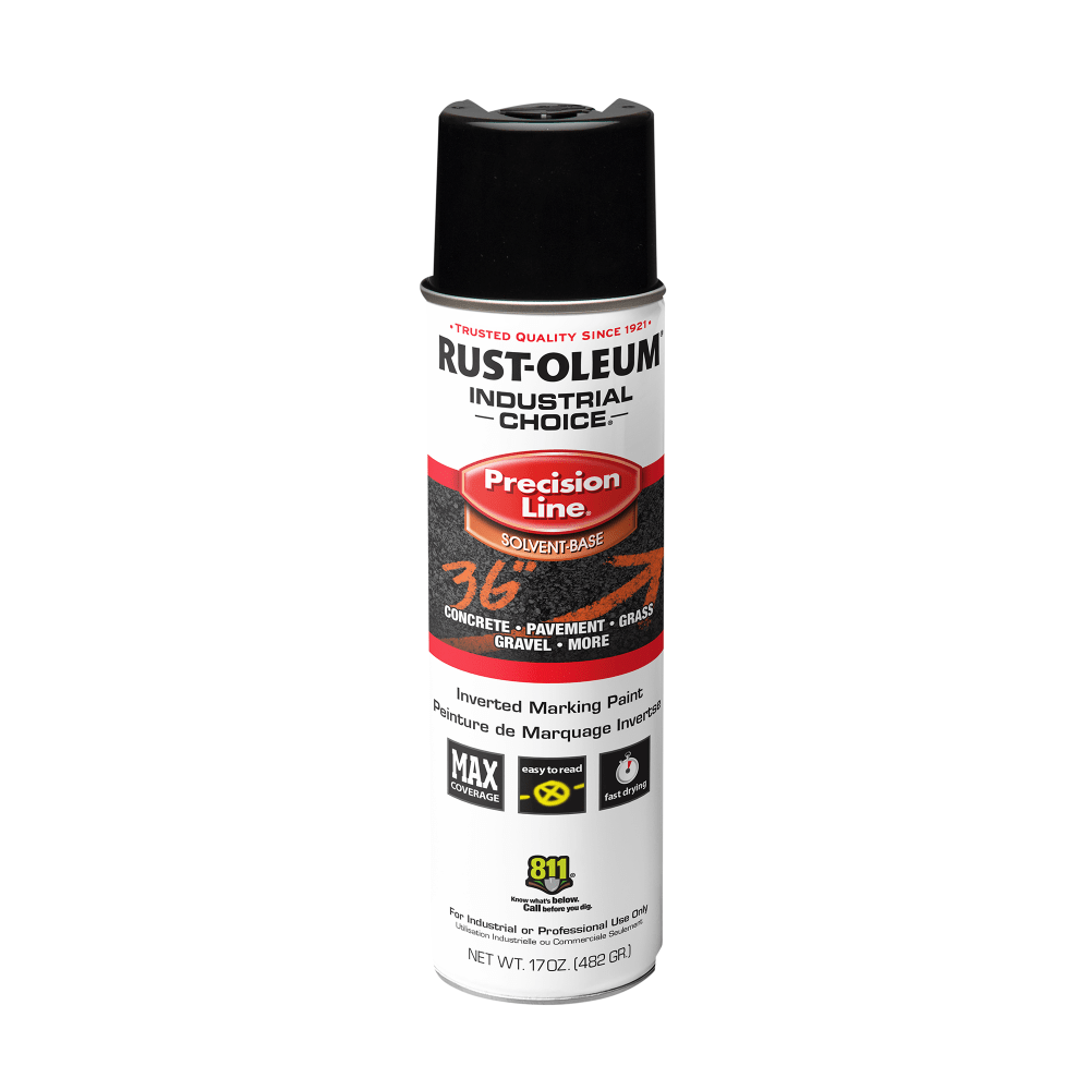 Rust-Oleum Industrial Choice M1600 System Solvent-Based Precision Line Inverted Marking Paint, 17 Oz, Black, Case Of 12 Cans MPN:1675838V