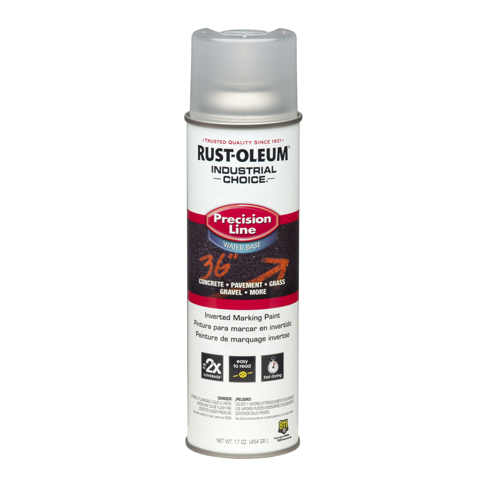Rust-Oleum Industrial Choice M1800 System Water-Based Precision Line Inverted Marking Paint, 17 Oz, Clear, Pack Of 12 Cans MPN:1801838