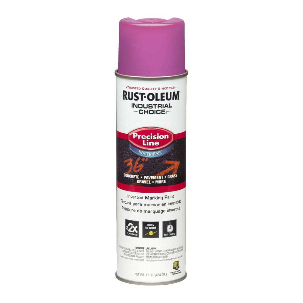 Rust-Oleum Industrial Choice M1800 System Water-Based Precision Line Inverted Marking Paint, 17 Oz, Safety Purple, Pack Of 12 Cans MPN:1868838