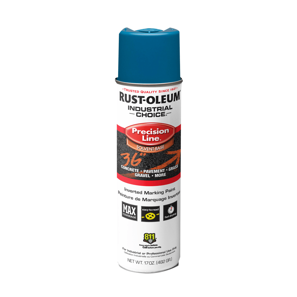 Rust-Oleum Industrial Choice M1600 System Solvent-Based Precision Line Inverted Marking Paint, 17 Oz, APWA Caution Blue, Case Of 12 Cans MPN:203022V