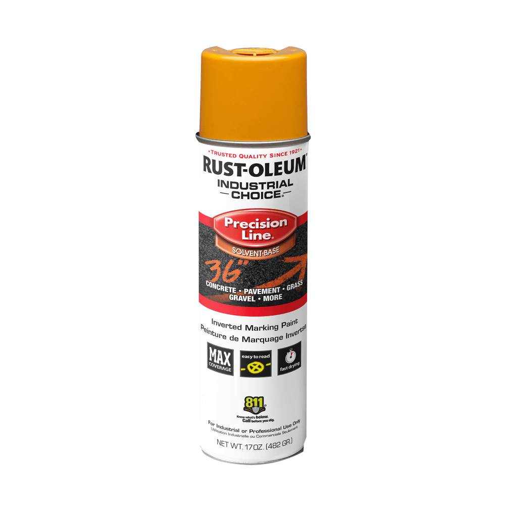 Rust-Oleum Industrial Choice M1600 System Solvent-Based Precision Line Inverted Marking Paint, 17 Oz, Caution Yellow, Case Of 12 Cans MPN:203024V