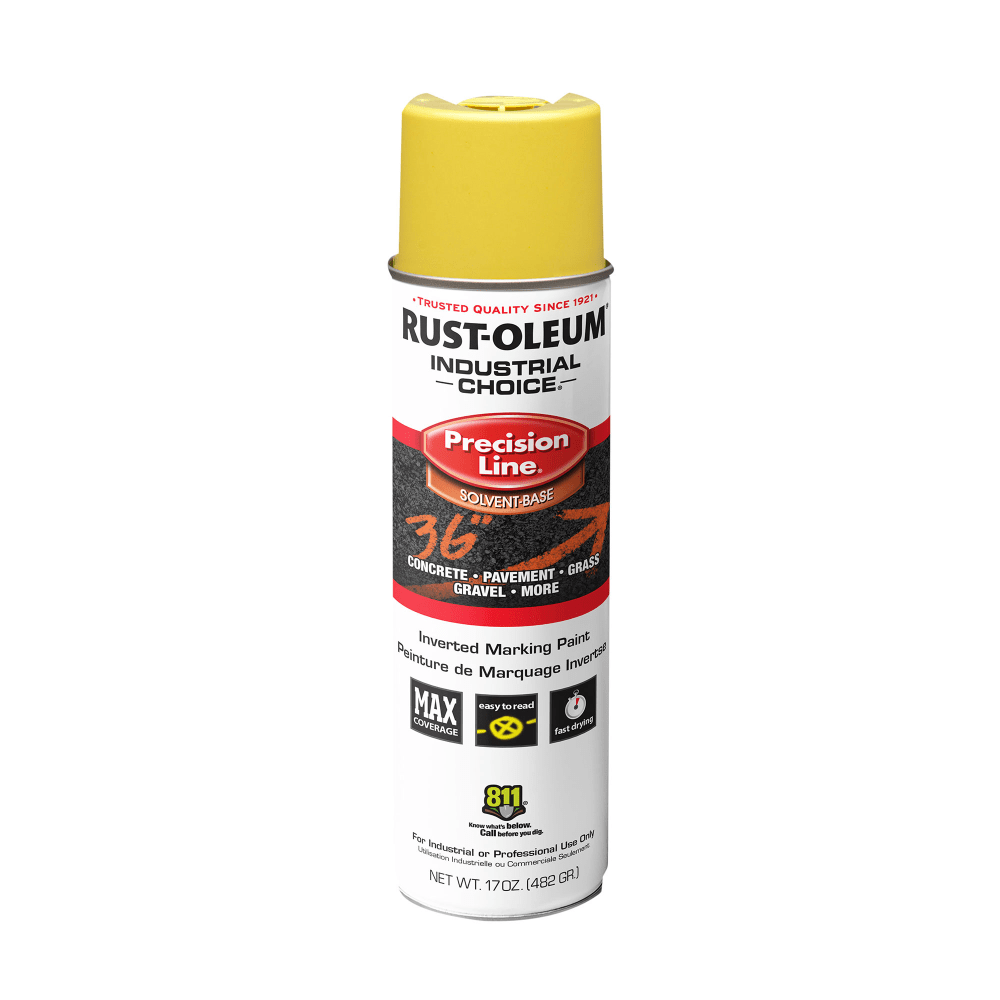 Rust-Oleum Industrial Choice M1600 System Solvent-Based Precision Line Inverted Marking Paint, 17 Oz, High Visibility Yellow, Case Of 12 Cans MPN:203025V
