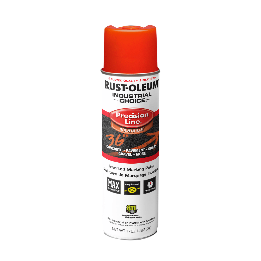 Rust-Oleum Industrial Choice M1600 System Solvent-Based Precision Line Inverted Marking Paint, 17 Oz, Alert Orange, Case Of 12 Cans MPN:203026V