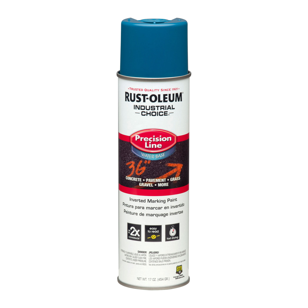 Rust-Oleum Industrial Choice M1800 System Water-Based Precision Line Inverted Marking Paint, 17 Oz, APWA Caution Blue, Pack Of 12 Cans MPN:203031