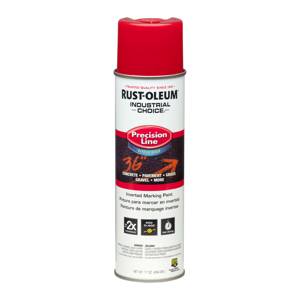 Rust-Oleum Industrial Choice M1800 System Water-Based Precision Line Inverted Marking Paint, 17 Oz, Safety Red, Pack Of 12 Cans MPN:203038