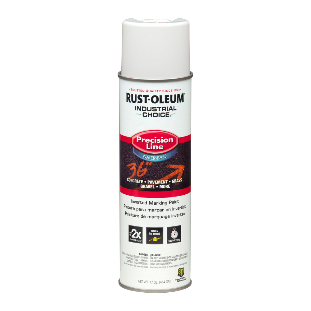 Rust-Oleum Industrial Choice M1800 System Water-Based Precision Line Inverted Marking Paint, 17 Oz, White, Pack Of 12 Cans MPN:203039