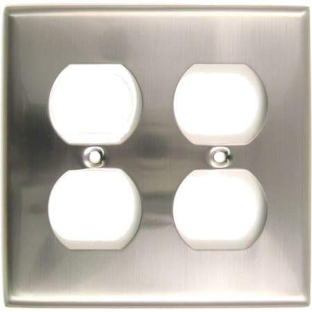 Double Receptacle Switch Plate, Number of Gangs: 2 Satin Nickel Finish MPN:786SN