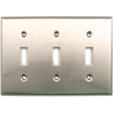 Triple Switch Plate, Number of Gangs: 3 Satin Nickel Finish MPN:789SN