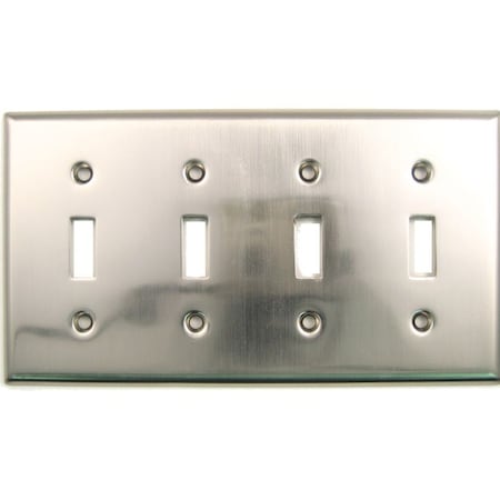 Quadruple Toggle Switch Plate Satin Nick, Number of Gangs: 4 Satin Nickel Finish MPN:790SN