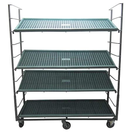 2 Sided Slat Stock Cart, Steel/Plastic, 1, 200 lb Load Capacity, 4 Shelves, 61 in L, 24 in W MPN:RWR-PRE-859G