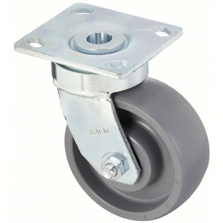 Plate Caster, Swivel, Nylon, 6 1/2