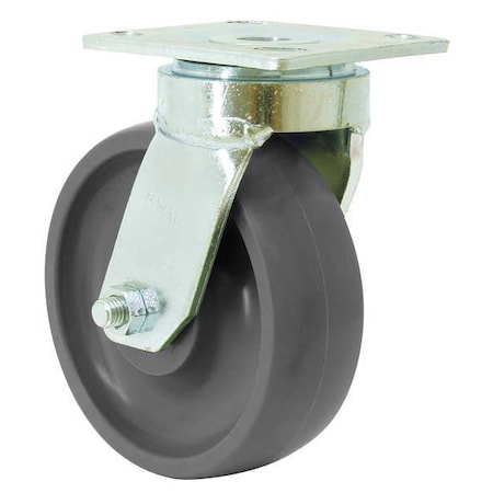 Swivel Plate Caster, Rubber, 6 in., 615 lb. MPN:48-RAB-0620-S-EHT