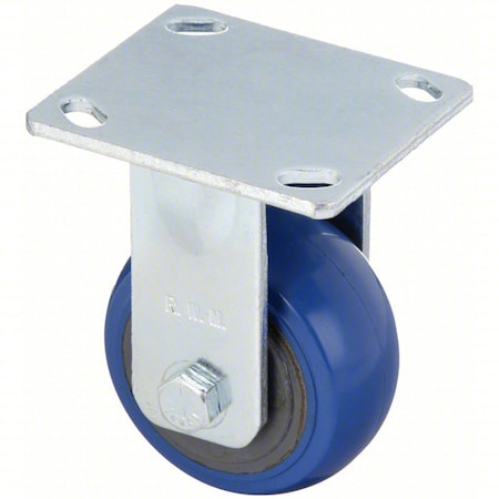 Plate Caster, Rigid, Rubber, 5 5/8