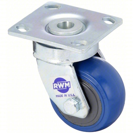 Plate Caster, Swivel, Rubber, 5 5/8