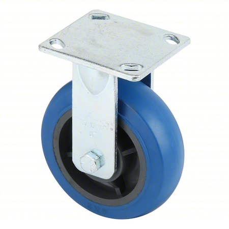 Plate Caster, Rigid, Rubber, 6 1/2