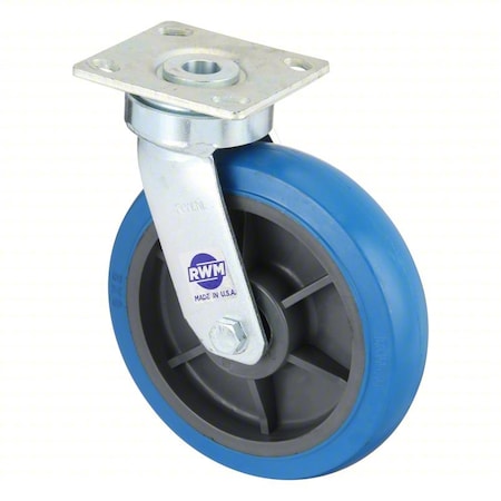Plate Caster, Swivel, Rubber, 9 1/2