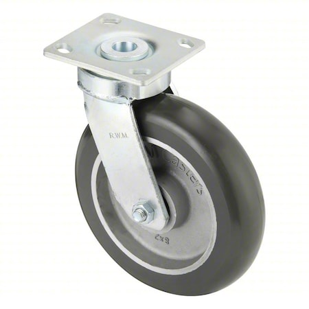 Plate Caster, Swivel, Polyurethane, 9 1/2