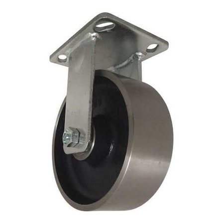 Plate Caster, Rigid, Steel, 6 1/2