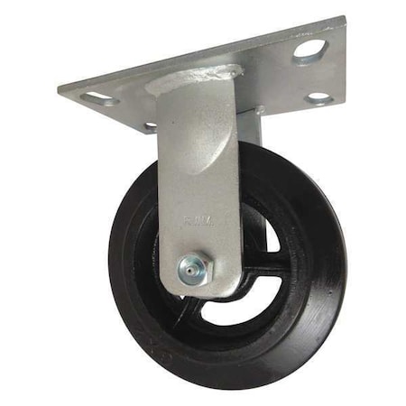 Plate Caster, Rigid, Rubber, 6