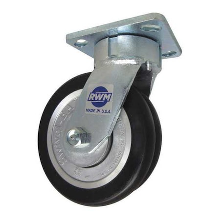 Plate Caster, Swivel, Polyurethane, 7 1/2