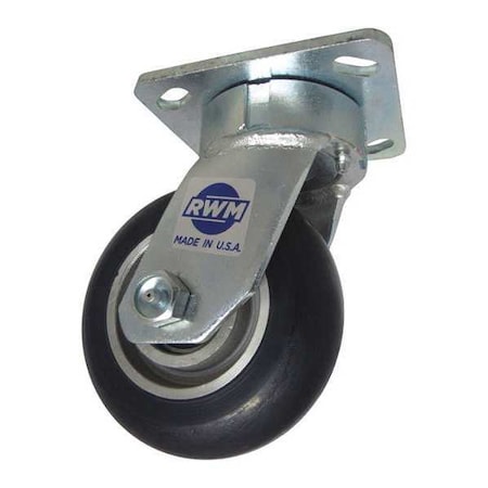 Plate Caster, Swivel, Polyurethane, 6 1/2