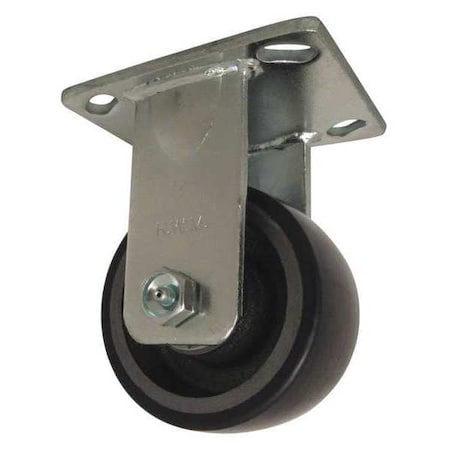 Plate Caster, Rigid, Polyurethane, 5 5/8