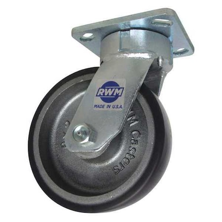 Plate Caster, Swivel, Polyurethane, 9 1/2