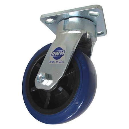 Plate Caster, Swivel, Polyurethane, 9 1/2