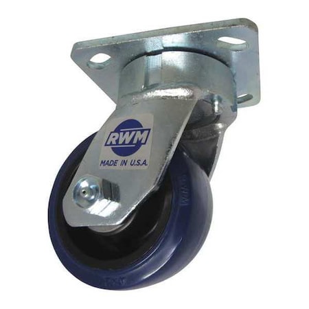 Plate Caster, Swivel, Polyurethane, 5 5/8